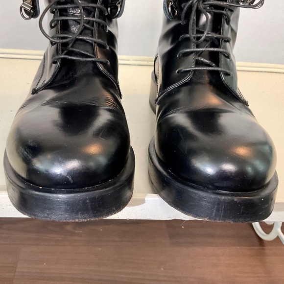 AGL Attilio Giusti Leombruni Black Leather Lace Up Combat Boots Size 9.5 - Picture 7 of 16